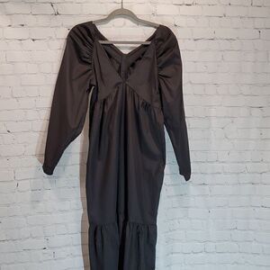 ASOS design cotton blend baby doll black midi dress